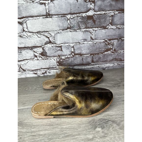 Sabah Baba Big Bend Olive Shearling Bronze Slippers Mules Flats Women 36EU/6M US - Picture 7 of 16